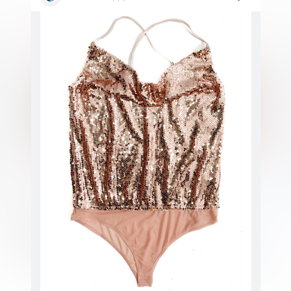 Sequins Sleeveless Bodysuit With Adjustable Straps New